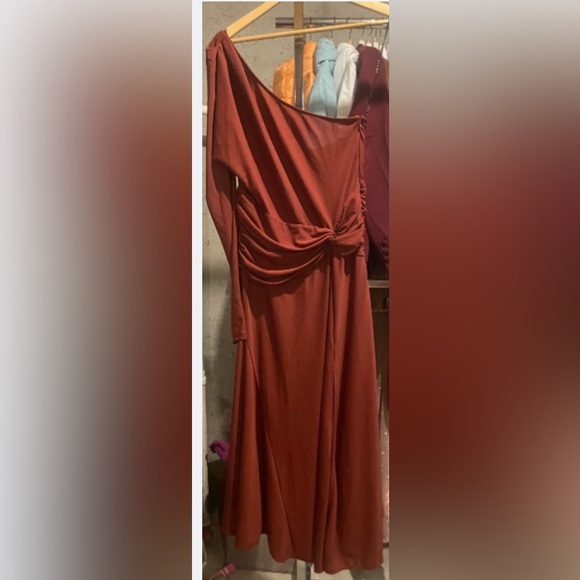 Tanya Taylor‎ Women’s one-shoulder rust dress, size 0, EGUC - Picture 6 of 7